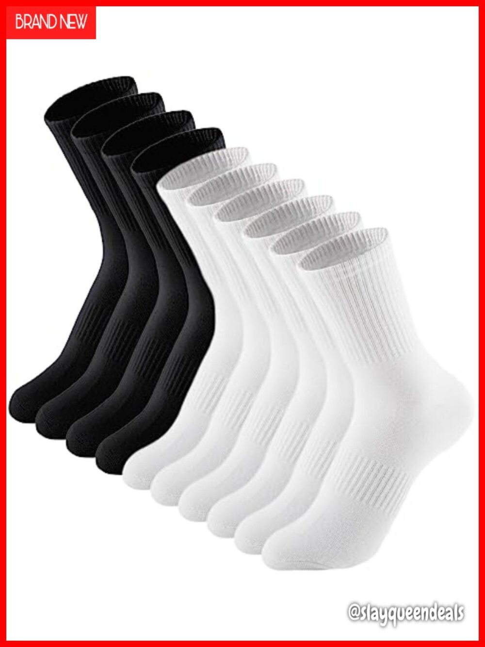 Womens Crew Socks Cotton Athletic Gym Lightweight Thin 5 Pairs
